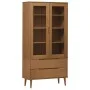 Solid pine wood display cabinet MOLDE in brown, 90x35x175 cm by , Bookcases and shelves - Ref: Foro24-4013413, Price: 301,04 ...