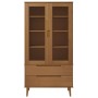 Solid pine wood display cabinet MOLDE in brown, 90x35x175 cm by , Bookcases and shelves - Ref: Foro24-4013413, Price: 305,75 ...