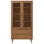 Solid pine wood display cabinet MOLDE in brown, 90x35x175 cm by , Bookcases and shelves - Ref: Foro24-4013413, Price: 301,04 ...