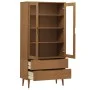 Solid pine wood display cabinet MOLDE in brown, 90x35x175 cm by , Bookcases and shelves - Ref: Foro24-4013413, Price: 301,04 ...