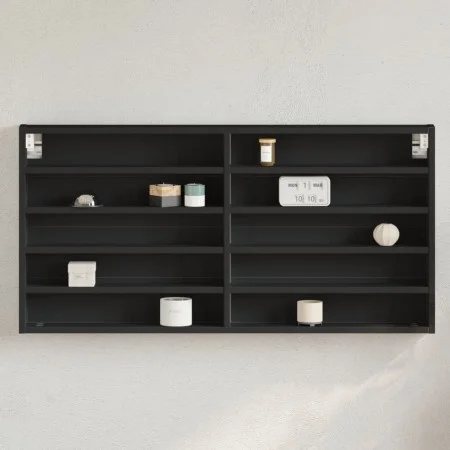 Black engineered wood display case 100x8.5x50 cm by , Shelves and shelves - Ref: Foro24-847948, Price: 36,01 €, Discount: %