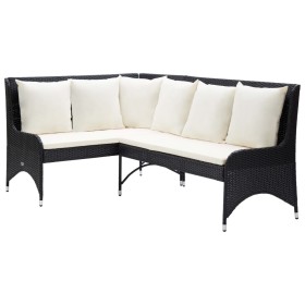 Zweiteilige schwarze PE-Rattan-Gartenecksofas von vidaXL, Outdoor-Sofas - Ref: Foro24-310224, Preis: 221,59 €, Rabatt: %