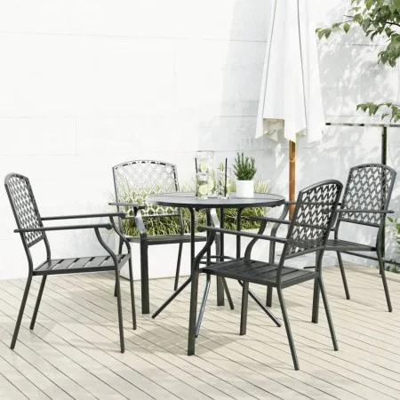 Stapelbare Gartenstühle, 5-teilig, Stahl, pulverbeschichtet, grau. von , Gartensets - Ref: Foro24-3283769, Preis: 391,07 €, R...