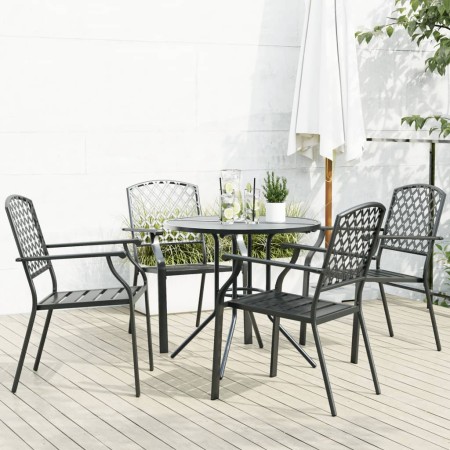 Stapelbare Gartenstühle, 5-teilig, Stahl, pulverbeschichtet, grau. von , Gartensets - Ref: Foro24-3283769, Preis: 385,49 €, R...