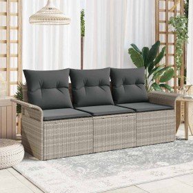 Conjunto de sofá de jardín con cojín 3 pcs Gris 196 x 62 x 85cm