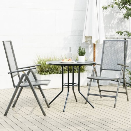 Set aus 3 verstellbaren Gartenstühlen aus anthrazitfarbenem Stahl von , Gartensets - Ref: Foro24-3283760, Preis: 223,39 €, Ra...