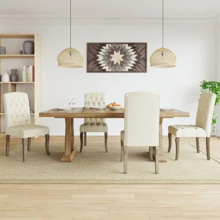 Sillas de comedor 4 unidades tela con apariencia de lino beige de , Sillas de comedor - Ref: Foro24-3309175, Precio: 589,72 €...