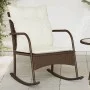 Garden rocking chair with brown synthetic rattan cushions by , Garden chairs - Ref: Foro24-369019, Price: 97,20 €, Discount: %