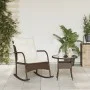 Garden rocking chair with brown synthetic rattan cushions by , Garden chairs - Ref: Foro24-369019, Price: 97,20 €, Discount: %