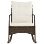 Garden rocking chair with brown synthetic rattan cushions by , Garden chairs - Ref: Foro24-369019, Price: 95,52 €, Discount: %