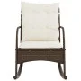 Garden rocking chair with brown synthetic rattan cushions by , Garden chairs - Ref: Foro24-369019, Price: 97,20 €, Discount: %