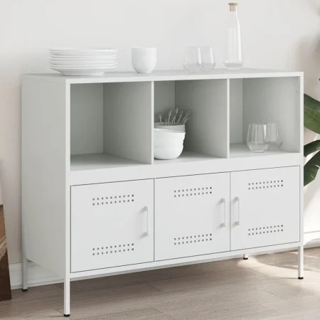 Kaltgewalzter weißer Stahlschrank 100,5x39x79 cm von , Sideboards - Ref: Foro24-843095, Preis: 149,11 €, Rabatt: %