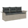 Conjunto de sofá de jardín con cojín 3 pcs Gris 196 x 62 x 85cm