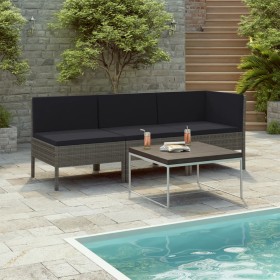 3-piece garden furniture set and gray synthetic rattan cushions by vidaXL, Garden sets - Ref: Foro24-310204, Price: 249,99 €,...