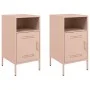 Bedside tables 2 units cold-rolled steel pink 36x39x68 cm by , Nightstands - Ref: Foro24-843069, Price: 113,56 €, Discount: %