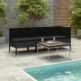 3-teiliges Gartenmöbel-Set und schwarze synthetische Rattankissen von vidaXL, Gartensets - Ref: Foro24-310203, Preis: 240,84 ...