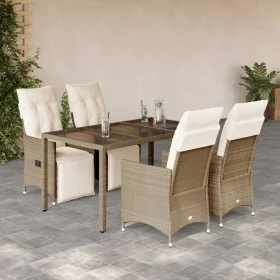 Garden table and 5-piece chair set with beige synthetic rattan cushions. by , Garden sets - Ref: Foro24-3276939, Price: 584,7...