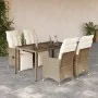 Garden table and 5-piece chair set with beige synthetic rattan cushions. by , Garden sets - Ref: Foro24-3276939, Price: 584,7...