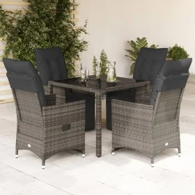 Garden table and 5-piece chair set with gray synthetic rattan cushions. by , Garden sets - Ref: Foro24-3276894, Price: 646,72...