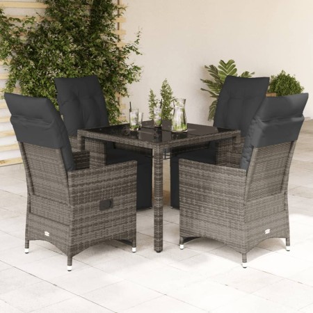 Gartentisch und Stühle 5-teilig und Kissen aus grauem Kunststoff-Rattan. von , Gartensets - Ref: Foro24-3276894, Preis: 610,1...