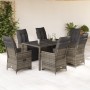 Gartentisch und Stühle 7-teilig und Kissen aus grauem Kunststoff-Rattan von , Gartensets - Ref: Foro24-3276896, Preis: 885,89...