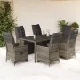 Mesita y sillas jardín 7 piezas y cojines ratán sintético gris de , Conjuntos de jardín - Ref: Foro24-3276896, Precio: 957,17...