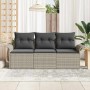Conjunto de sofá de jardín con cojín 3 pcs Gris 196 x 62 x 85cm
