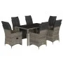 Garden table and 7-piece chairs set with gray synthetic rattan cushions. by , Garden sets - Ref: Foro24-3276896, Price: 961,5...