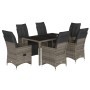 Gartentisch und Stühle 7-teilig und Kissen aus grauem Kunststoff-Rattan von , Gartensets - Ref: Foro24-3276896, Preis: 885,89...