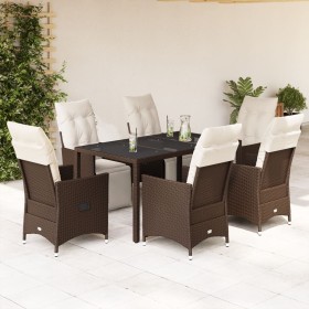 Garden table and chairs set, 7 pieces with brown PE rattan cushions. by , Garden sets - Ref: Foro24-3276918, Price: 811,22 €,...