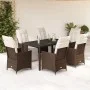 Garden table and chairs set, 7 pieces with brown PE rattan cushions. by , Garden sets - Ref: Foro24-3276918, Price: 801,38 €,...