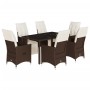 Garden table and chairs set, 7 pieces with brown PE rattan cushions. by , Garden sets - Ref: Foro24-3276918, Price: 816,25 €,...