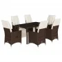 Garden table and chairs set, 7 pieces with brown PE rattan cushions. by , Garden sets - Ref: Foro24-3276918, Price: 801,38 €,...