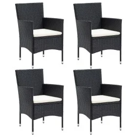 Esstischstühle für den Garten, 4 Stück, aus schwarzem synthetischem Rattan. von vidaXL, Gartenstühle - Ref: Foro24-310562, Pr...