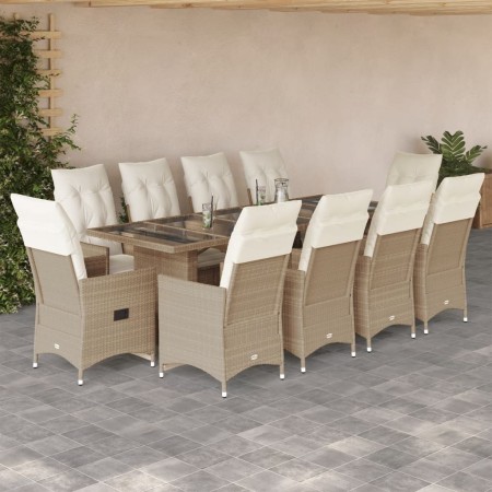 Garden table and chairs set 11 pieces with beige PE rattan cushions by , Garden sets - Ref: Foro24-3277266, Price: 1,00 €, Di...