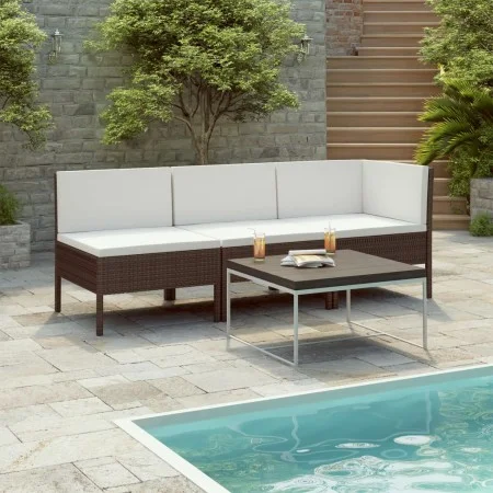 3-piece garden furniture set and brown synthetic rattan cushions by vidaXL, Garden sets - Ref: Foro24-310201, Price: 256,71 €...