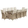 Garden table and chairs set 11 pieces with beige PE rattan cushions by , Garden sets - Ref: Foro24-3277266, Price: 1,00 €, Di...