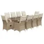 Garden table and chairs set 11 pieces with beige PE rattan cushions by , Garden sets - Ref: Foro24-3277266, Price: 1,00 €, Di...