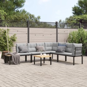Garden bench with 5-piece cushions, steel with black powder coating. by , Garden sets - Ref: Foro24-3283644, Price: 450,45 €,...