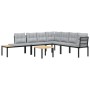 Garden bench with 5-piece cushions, steel with black powder coating. by , Garden sets - Ref: Foro24-3283644, Price: 450,45 €,...