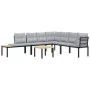 Garden bench with 5-piece cushions, steel with black powder coating. by , Garden sets - Ref: Foro24-3283644, Price: 444,69 €,...