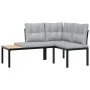 Garden bench with 5-piece cushions, steel with black powder coating. by , Garden sets - Ref: Foro24-3283644, Price: 444,69 €,...