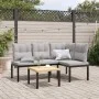 Garden bench with 3-piece cushions, steel frame with black powder coating. by , Garden sets - Ref: Foro24-3283650, Price: 251...