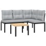 Garden bench with 3-piece cushions, steel frame with black powder coating. by , Garden sets - Ref: Foro24-3283650, Price: 255...
