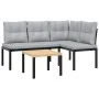 Garden bench with 3-piece cushions, steel frame with black powder coating. by , Garden sets - Ref: Foro24-3283650, Price: 251...