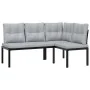 Garden bench with 3-piece cushions, steel frame with black powder coating. by , Garden sets - Ref: Foro24-3283650, Price: 251...