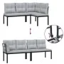 Garden bench with 3-piece cushions, steel frame with black powder coating. by , Garden sets - Ref: Foro24-3283650, Price: 251...