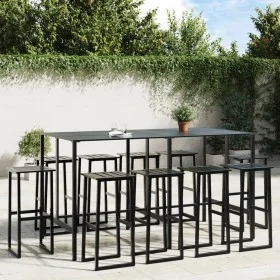 High table and garden stools set, 11 pieces, black steel by , Garden sets - Ref: Foro24-3283755, Price: 894,67 €, Discount: %