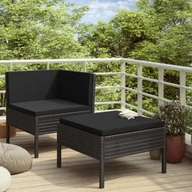 Set muebles de jardín 2 piezas y cojines ratán sintético negro by vidaXL, Garden sets - Ref: Foro24-310207, Price: 115,71 €, ...