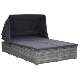Lounger for 2 people with gray synthetic rattan cushion by vidaXL, Outdoor beds - Ref: Foro24-310236, Price: 545,73 €, Discou...